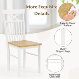 Costway Farmhouse Dining Chair Set Of 2 Wooden Kitchen Chair W/ Rubber Wood Frame - thumbnail 9