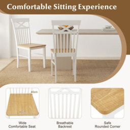 Costway Farmhouse Dining Chair Set Of 2 Wooden Kitchen Chair W/ Rubber Wood Frame - thumbnail 8