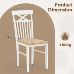 Costway Farmhouse Dining Chair Set Of 2 Wooden Kitchen Chair W/ Rubber Wood Frame - thumbnail 2