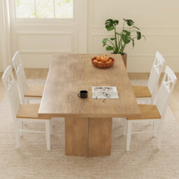 Costway Farmhouse Dining Chair Set Of 2 Wooden Kitchen Chair W/ Rubber Wood Frame - thumbnail 3