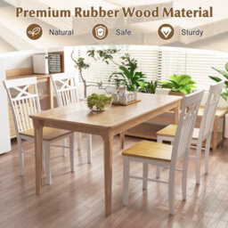 Costway Farmhouse Dining Chair Set Of 2 Wooden Kitchen Chair W/ Rubber Wood Frame - thumbnail 6