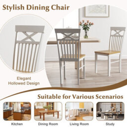 Costway Farmhouse Dining Chair Set Of 2 Wooden Kitchen Chair W/ Rubber Wood Frame - thumbnail 7