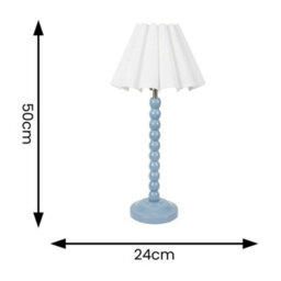 Valuelights Bobbins Powder Blue Table Lamp With White Scallop Tapered Lamp Shade And Led Bulb - thumbnail 4