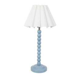 Valuelights Bobbins Powder Blue Table Lamp With White Scallop Tapered Lamp Shade And Led Bulb - thumbnail 2