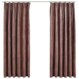 Berkfield Elegant Blackout Curtains 2Pcs With Hooks Velvet Antique Pink 140X175Cm