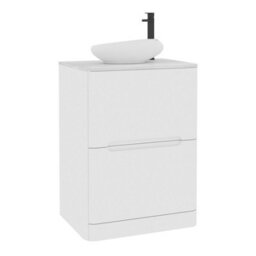 Royal Bathrooms Venice 600mm Gloss White Freestanding Bathroom Countertop Vanity Unit 2 Drawer With Nova Basin - thumbnail 7