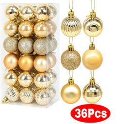 Amorly 36Pack Gold Christmas Ball Ornaments,4Cm Small Shatter Resistant Plastic Hanging Baubles,indoor&outdoor Christmas Tree Decorations - thumbnail 1