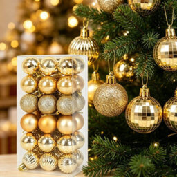 Amorly 36Pack Gold Christmas Ball Ornaments,4Cm Small Shatter Resistant Plastic Hanging Baubles,indoor&outdoor Christmas Tree Decorations - thumbnail 3