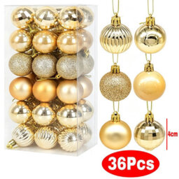 Amorly 36Pack Gold Christmas Ball Ornaments,4Cm Small Shatter Resistant Plastic Hanging Baubles,indoor&outdoor Christmas Tree Decorations - thumbnail 2