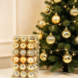 Amorly 36Pack Gold Christmas Ball Ornaments,4Cm Small Shatter Resistant Plastic Hanging Baubles,indoor&outdoor Christmas Tree Decorations - thumbnail 5