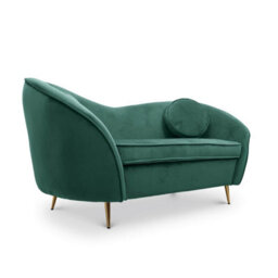 2 Seater Sofa Loveseat In Emerald Green Velvet Fabric - thumbnail 3