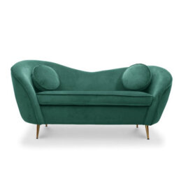 2 Seater Sofa Loveseat In Emerald Green Velvet Fabric - thumbnail 4
