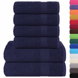 Berkfield Durable 6 Piece Towel Set Navy Blue 360 Gsm 100% Cotton