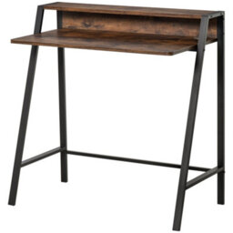 Wyld Haus Hala 84Cm Rustic Brown Compact Writing Desk With Integrated Storage Shelf - thumbnail 2