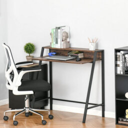 Wyld Haus Hala 84Cm Rustic Brown Compact Writing Desk With Integrated Storage Shelf - thumbnail 3