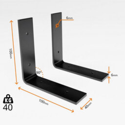 MKGT 2 Shelf Brackets Pcs Heavy Duty Industrial Steel For Wall Mounted Diy Floating(Black, 100X100mm) - thumbnail 2