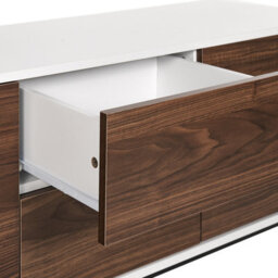 Beliani 2-Door Sideboard Dark Brown With White Drawers, W120 X D38 X H55Cm - thumbnail 6