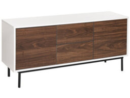 Beliani 2-Door Sideboard Dark Brown With White Drawers, W120 X D38 X H55Cm - thumbnail 3