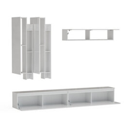 Decorotika Porto Moduler Modern Tv Unit Wall Mount Customizable Layout High Gloss White - thumbnail 5
