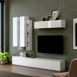 Decorotika Porto Moduler Modern Tv Unit Wall Mount Customizable Layout High Gloss White - thumbnail 2