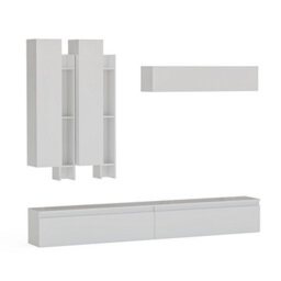 Decorotika Porto Moduler Modern Tv Unit Wall Mount Customizable Layout High Gloss White - thumbnail 4
