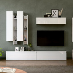 Decorotika Porto Moduler Modern Tv Unit Wall Mount Customizable Layout High Gloss White