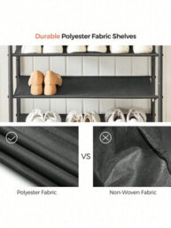LEDREM 5-Tier Shoe Rack, Shoe Storage Shelf With 3 Fabric Shelves And Top, Steel Frame, Rustic Brown And Black - thumbnail 5