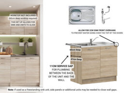 Impact Furniture Kitchen Cabinets Set Sonoma Oak Base Wall 7 Units Worktop With Reversible Sit On Sink Nela - thumbnail 7