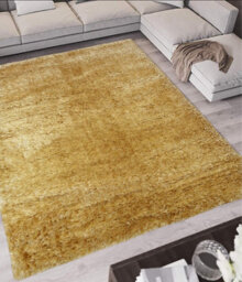 The Rugs Lagom Collection Solid Design Shaggy Rugs In Ochre - thumbnail 2