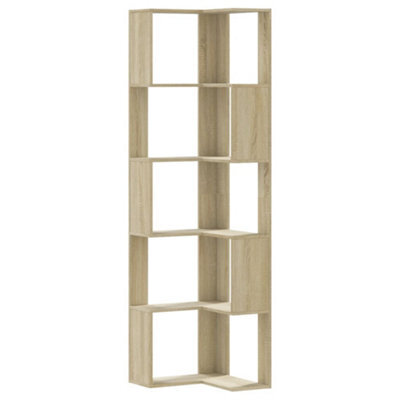 Berkfield Elegant Corner Bookcase 5-Tier Sonoma Oak 50X50X179 Cm Engineered Wood