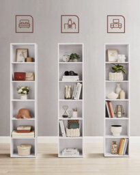Songmics Bookcase, Bookshelf With 6 Shelves, Shelving Rack, For Living Room, Study, Office, Bedroom, Modern Style, Cloud White - thumbnail 3
