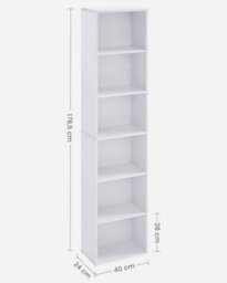 Songmics Bookcase, Bookshelf With 6 Shelves, Shelving Rack, For Living Room, Study, Office, Bedroom, Modern Style, Cloud White - thumbnail 2