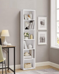 Songmics Bookcase, Bookshelf With 6 Shelves, Shelving Rack, For Living Room, Study, Office, Bedroom, Modern Style, Cloud White - thumbnail 1