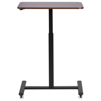 Wyld And Coco Manually Adjustable Mobile Laptop Desk 65 X 48 Cm Dark Brown Steel Frame Wheeled Sit-Stand - image 1
