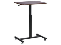Wyld And Coco Manually Adjustable Mobile Laptop Desk 65 X 48 Cm Dark Brown Steel Frame Wheeled Sit-Stand - thumbnail 3