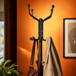 Harbour Housewares Classic Free-Standing Steel Coat Rack - Matte Black - thumbnail 8