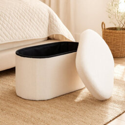 Jack Stonehouse Teddy Boucle Storage Ottoman White Soft Foldable Collapsible Portable Pouffe Foot Rest Stool - thumbnail 4