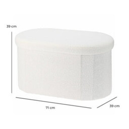 Jack Stonehouse Teddy Boucle Storage Ottoman White Soft Foldable Collapsible Portable Pouffe Foot Rest Stool - thumbnail 2