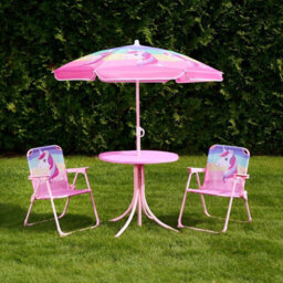 OHS Unicorn Bistro Set Table Chair Seat Garden Patio Outdoor Parasol Play Folding - thumbnail 1