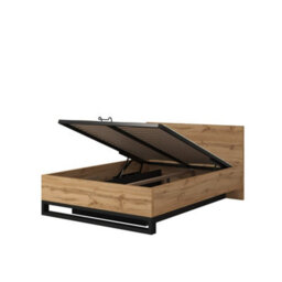 Arte Halle Eu Double Ottoman Bed - Oak Wotan & Black Smart Storage Elegance - thumbnail 2