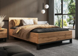 Arte Halle Eu Double Ottoman Bed - Oak Wotan & Black Smart Storage Elegance - thumbnail 1