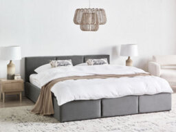 Beliani Ottoman Bed Velvet Bousse 180 X 200 Cm (Eu Super King) Dark Grey - thumbnail 2