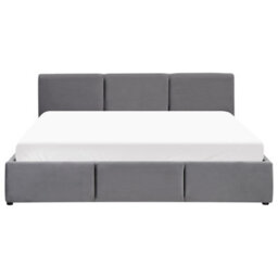 Beliani Ottoman Bed Velvet Bousse 180 X 200 Cm (Eu Super King) Dark Grey - thumbnail 7