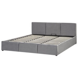 Beliani Ottoman Bed Velvet Bousse 180 X 200 Cm (Eu Super King) Dark Grey - thumbnail 4