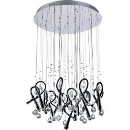 Luminosa Lighting Luminosa Class Pendant Round 20 Light G4 Polished Chrome/black Glass/crystal, Not Led/cfl Compatible