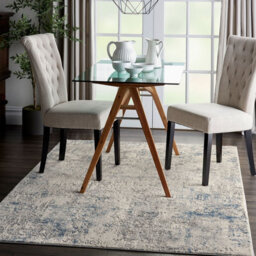 Ivory Grey Blue Modern Abstract Luxurious Jute Latex Backing Rug For Living Room Bedroom And Dining Room-282Cm X 389Cm