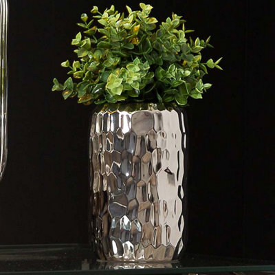 Vanity Living Set Of 4 21Cm Silver Ceramic Vase, Modern Decorative Flower Vase For Living Room - image 1