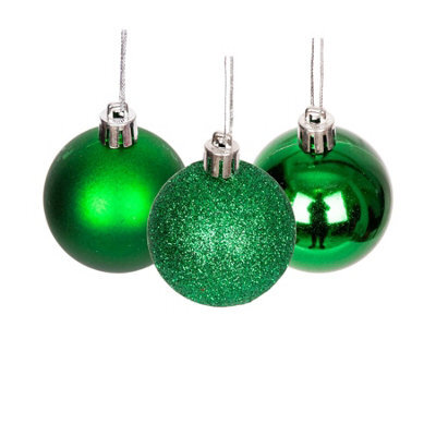 Shatchi 50mm/9Pcs Christmas Baubles Shatterproof Dark Green, Christmas Tree Decorations - image 1
