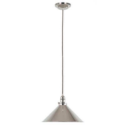 Stylish 1 Bulb Ceiling Pendant Light In Polished Nickel Finish For Modern Interiors