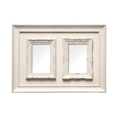 Orsina Luxe Cream Meta 2 Photo Frame,dual Poster Frame For Hallways,photo Display With Delicate Embossed Accents